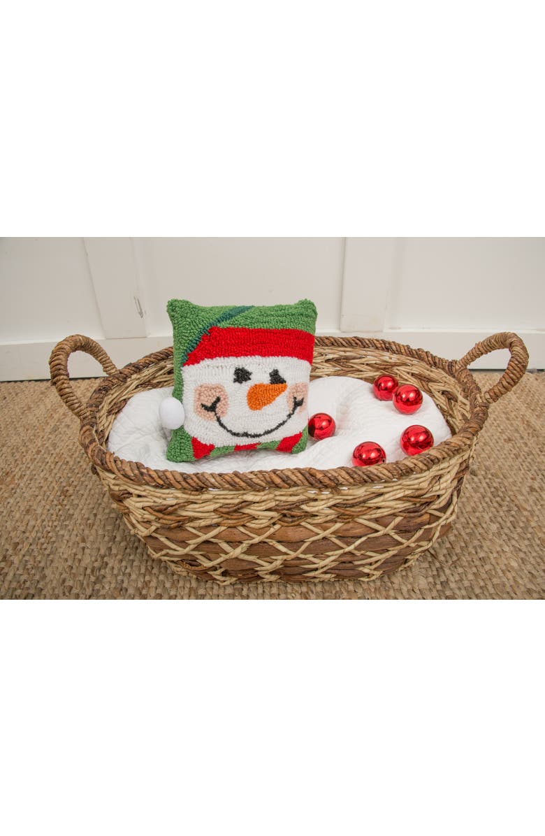 C&F Home Happy Snowman Hooked Small Petite Christmas Holiday Throw Pillow, 8" x 8", Alternate, color, 