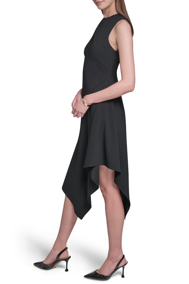 Cutout Asymmetric Midi Dress, Alternate, color, BLACK