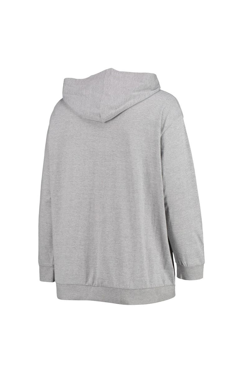 FANATICS Women's Fanatics Branded Heathered Gray New York Giants Plus Size Lace-Up Pullover Hoodie, Alternate, color,