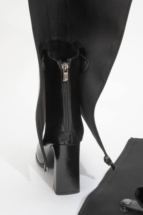 Prologue Shoes Aja Block Heel Convertible Knee High Boot In Black