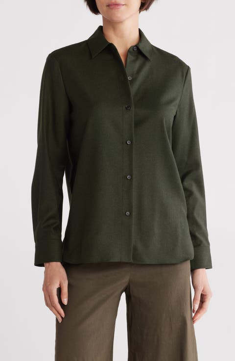 Wool Button-Up Shirt (Regular & Petite)
