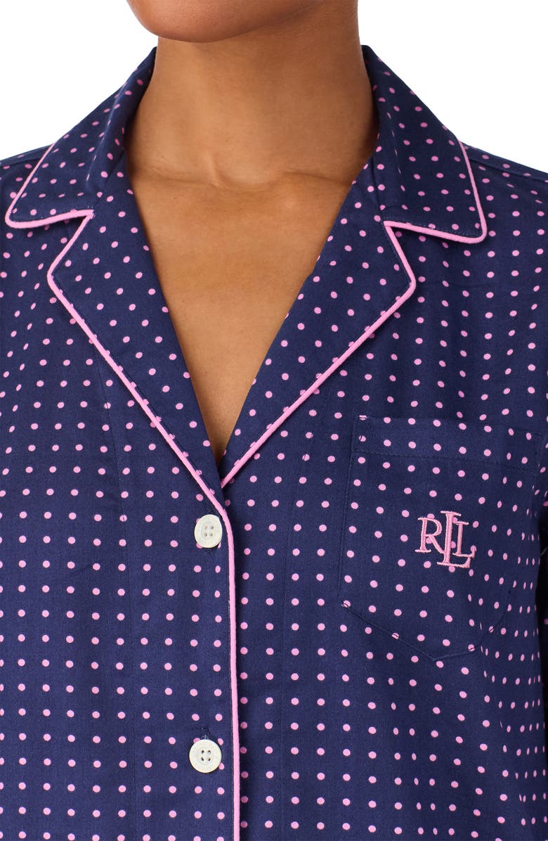 Lauren Ralph Lauren Print Cotton Blend Sleep Shirt, Alternate, color, Navy Dot