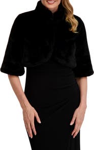 Laundry by Shelli Segal Mock Neck Faux Fur Shrug