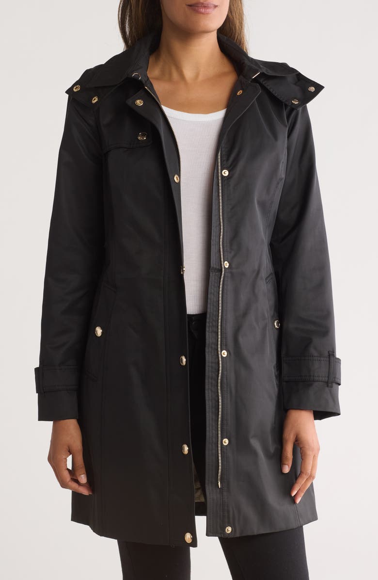 Michael Kors Water Resistant Hooded Belted Trench Coat, Alternate, color, 