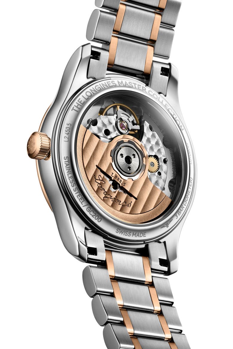Master Automatic Diamond Bracelet Watch, 34mm, Alternate, color, WHITE MOTHER OF PEARL