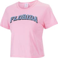 ZOOZATZ Women's ZooZatz Pink Florida Gators Gingham Logo Cropped T-Shirt