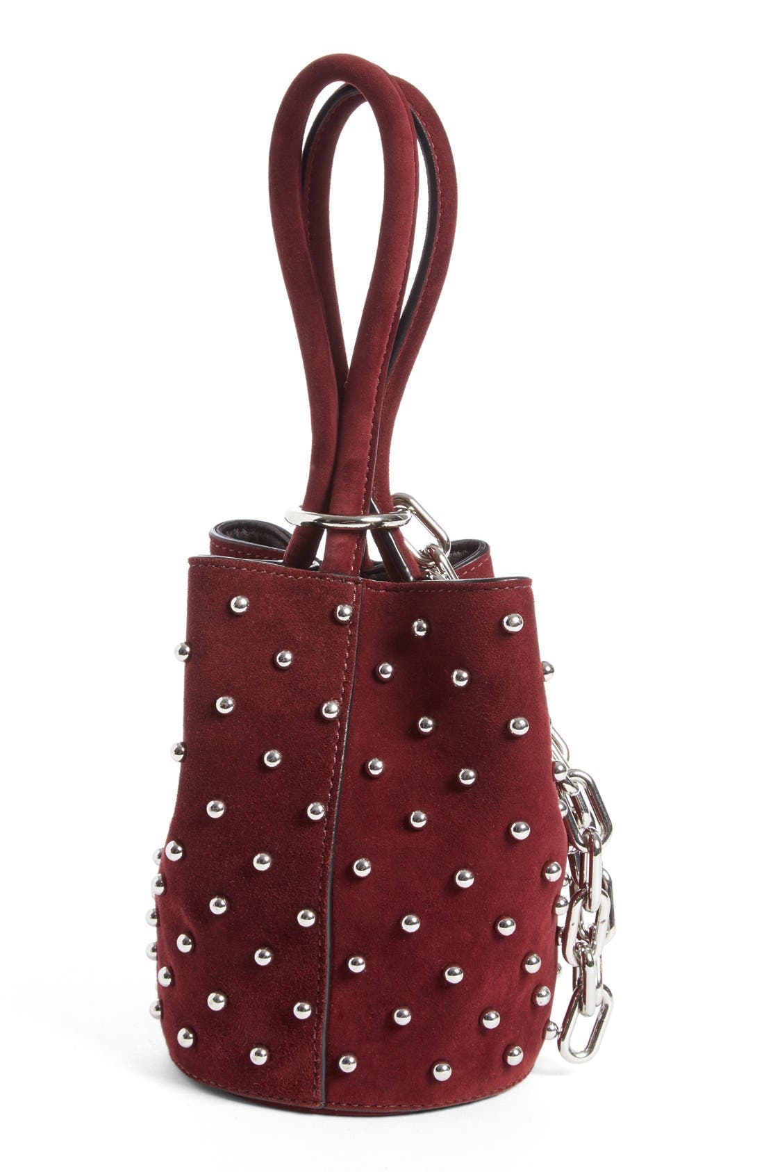 'Mini Palladium' Suede Bucket Bag, Alternate, color, BEET