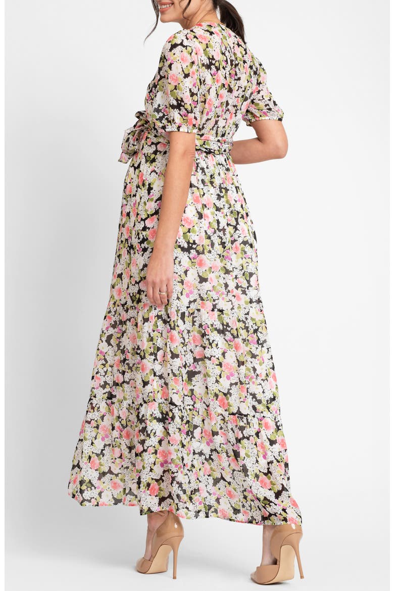 Floral Maternity/Nursing Maxi Dress, Alternate, color, BLACK FLORAL MULTI