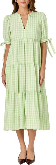 English Factory Checkered Tiered Midi Dress | Nordstromrack English Factory Checkered Tiered Midi Dress | Nordstromrack