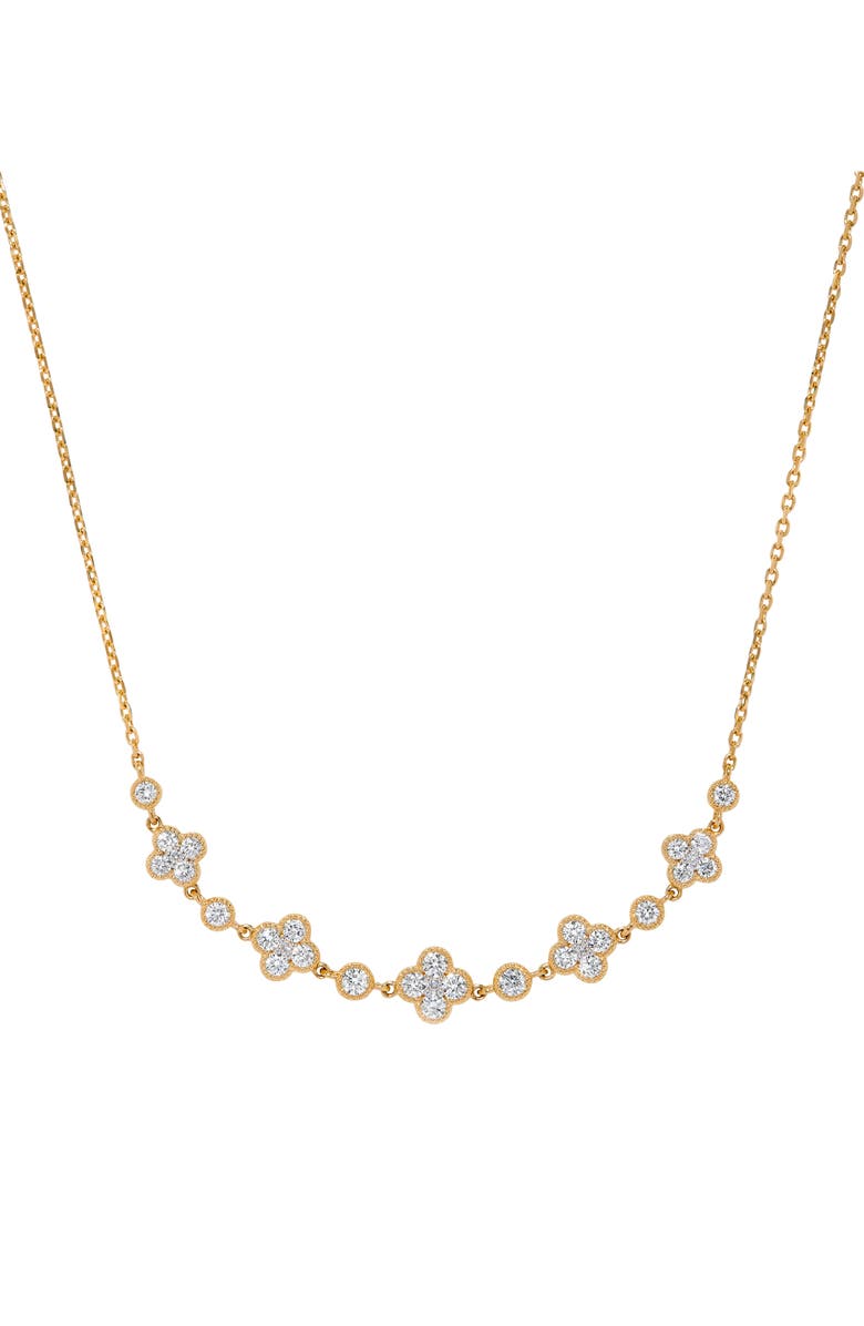 H.J. Namdar 14K Gold Diamond Clover Frontal Necklace - 0.92ct., Main, color,