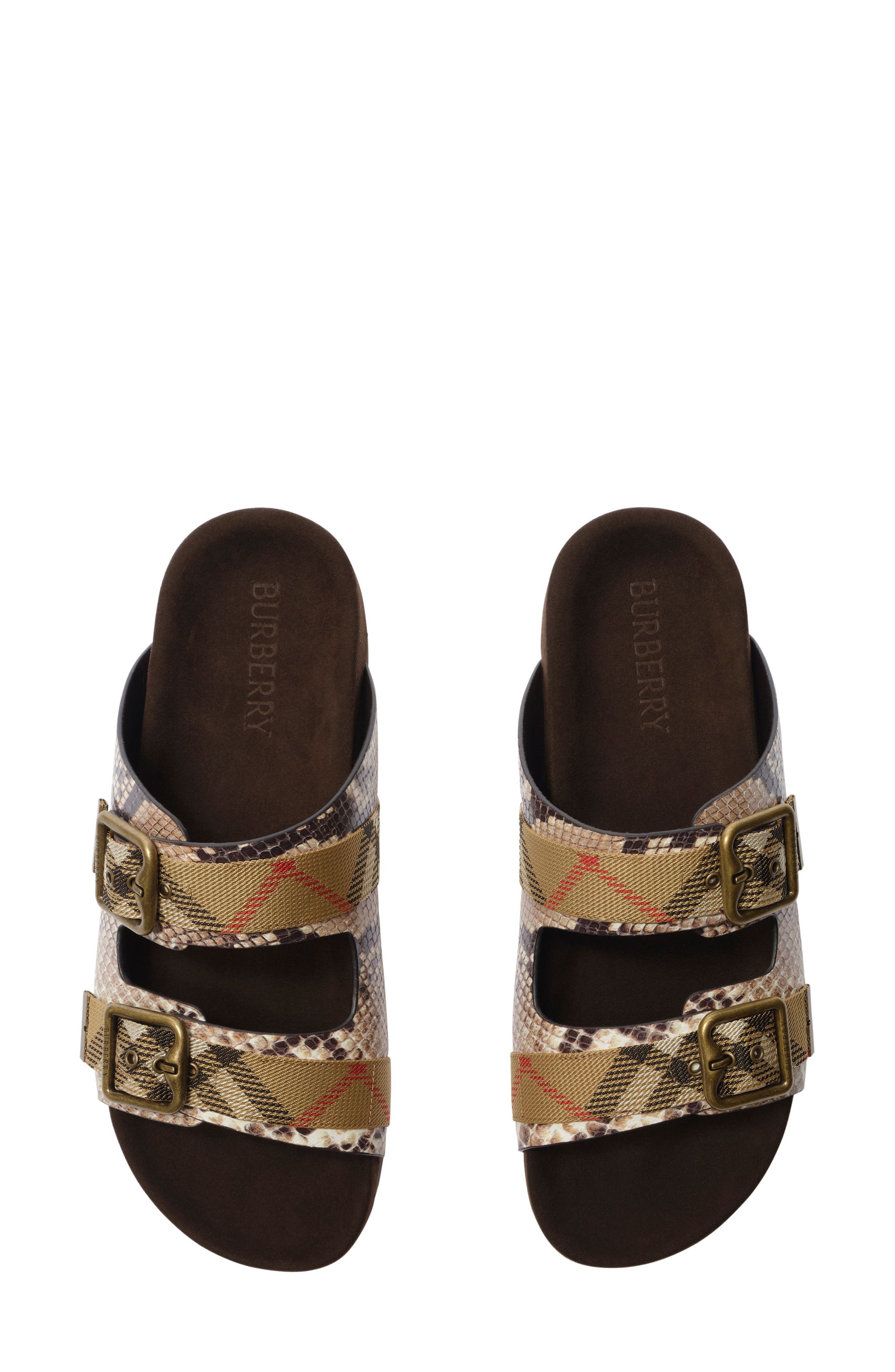 Burberry Urchin Snakeskin Embossed Slide Sandal, Alternate, color, Serpent