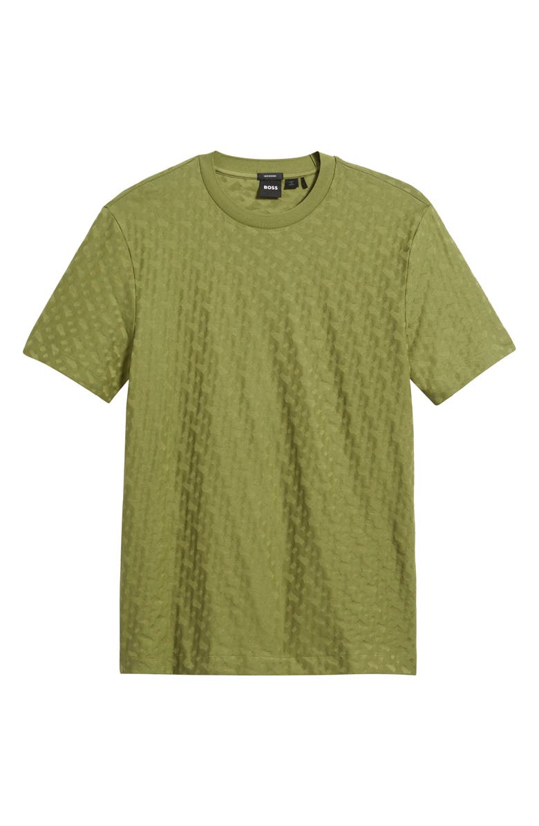 BOSS Thompson Logo Jacquard Cotton T-Shirt, Alternate, color, Medium Green
