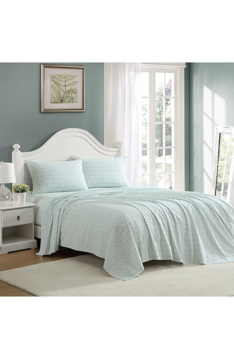 Laura Ashley Evie 200 Thread Count Cotton Percale Sheet Set, Alternate, color, Blue