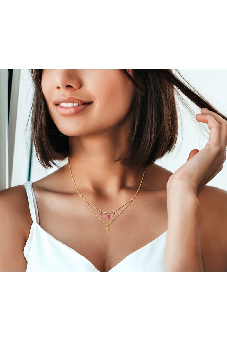 Yellow Sapphire & Ruby Layered Necklace 10k, Alternate, color, Yellow Gold