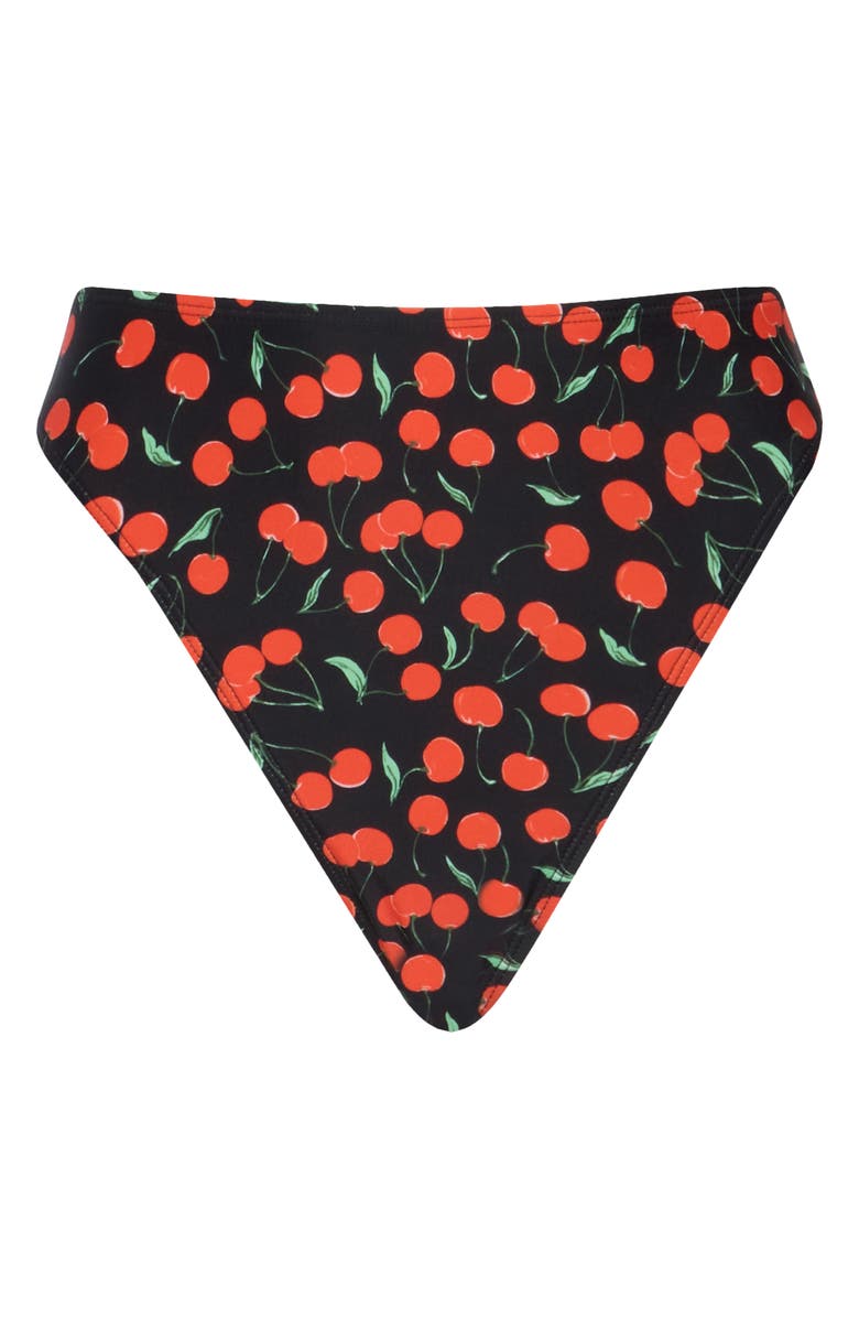 Good American Good Waist Cherry Print Cheeky Bikini Bottoms, Alternate, color,