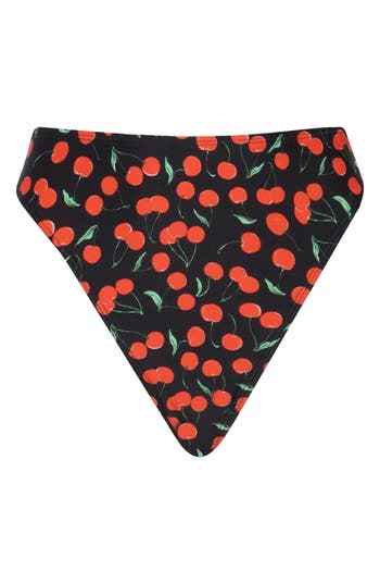 GOOD AMERICAN GOOD AMERICAN GOOD WAIST CHERRY PRINT CHEEKY BIKINI BOTTOMS