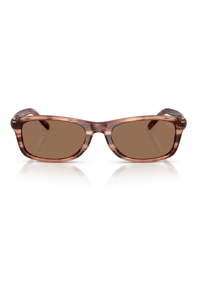 54mm Rectangular Sunglasses, Main, color, STRIATED BROWN / DARK BROWN