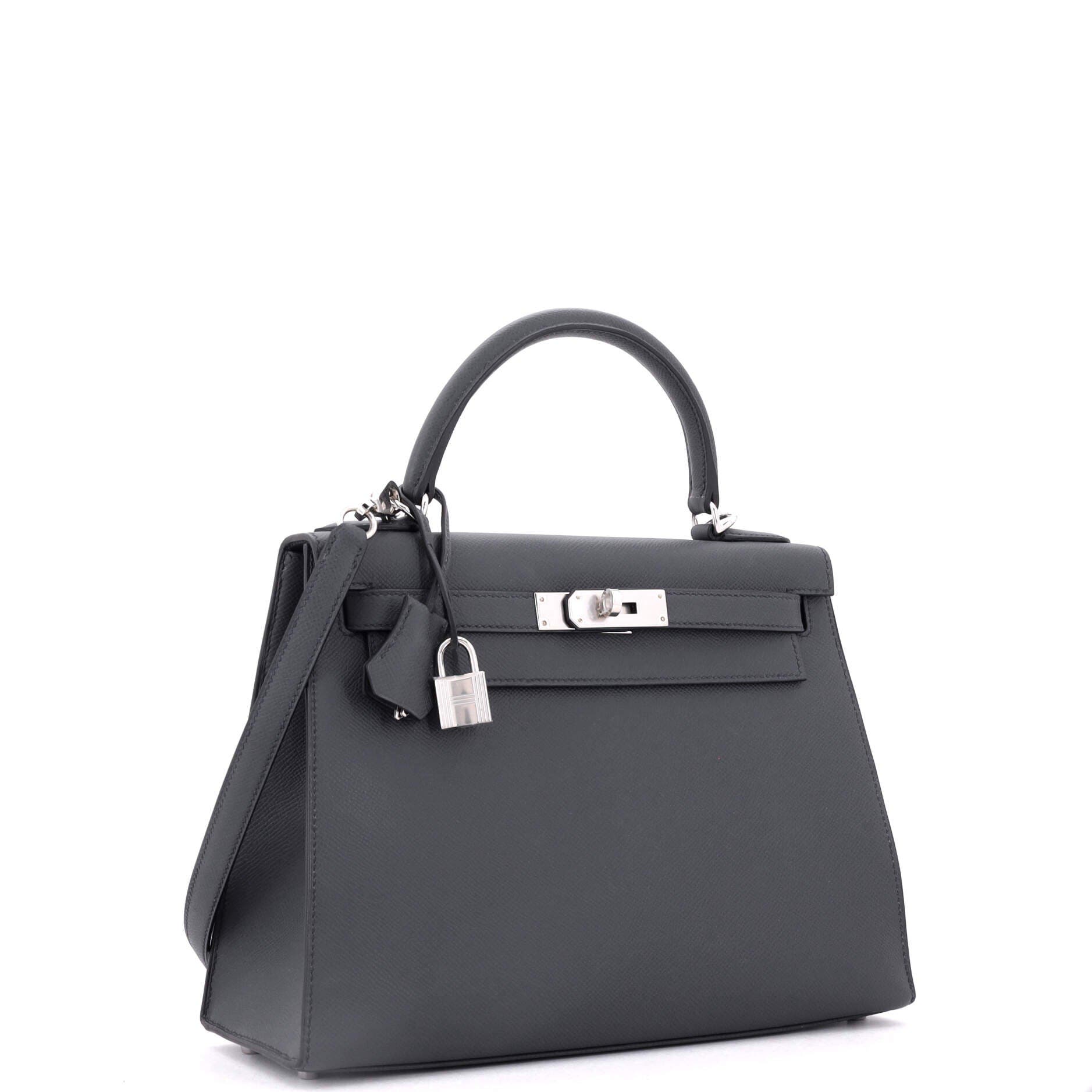 Pre-Owned Hermes Kelly Handbag Grey Epsom with Palladium Hardware 28, Alternate, color, 