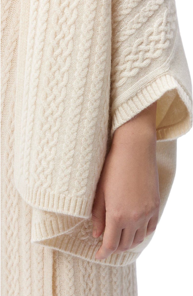 GOBI Mongolian Cashmere Cable-Knit Cashmere Poncho, Alternate, color, Marshmallow