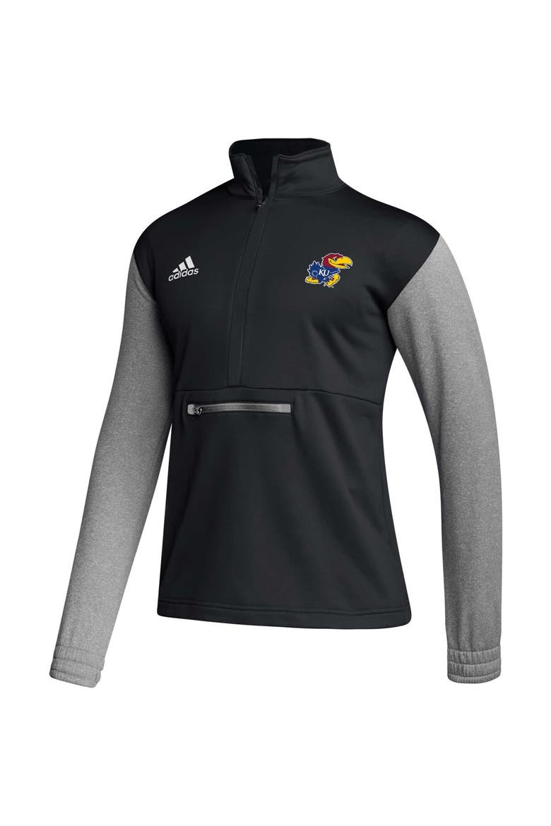 Men's adidas Black Kansas Jayhawks Sideline AEROREADY Half-Zip Top, Alternate, color, Black