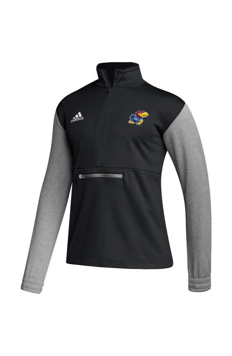 adidas Men's adidas Black Kansas Jayhawks Sideline AEROREADY Half-Zip Top, Alternate, color, Black