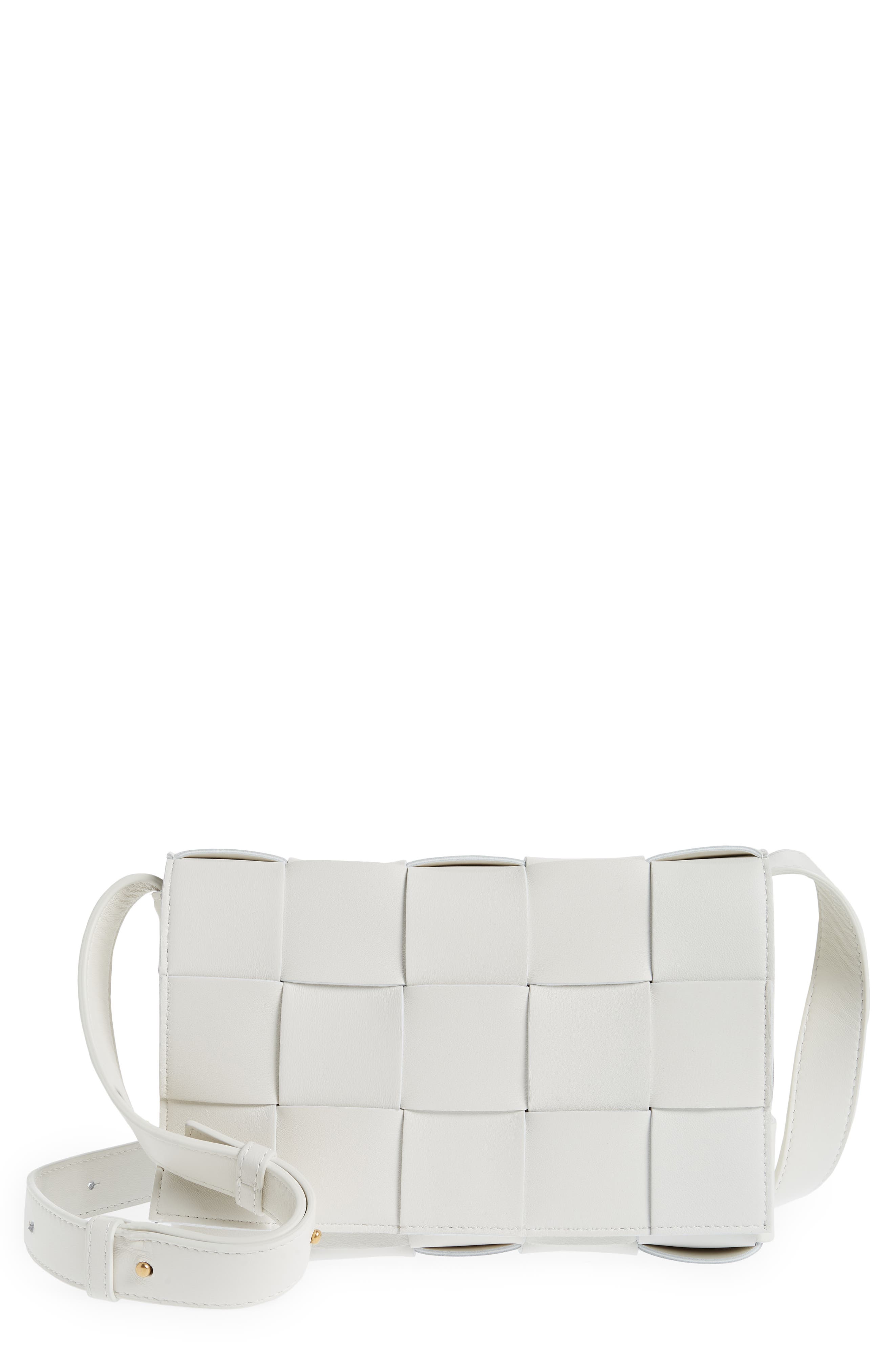 Bottega Veneta Intrecciato Leather Crossbody Bag, Main, color, White Gold