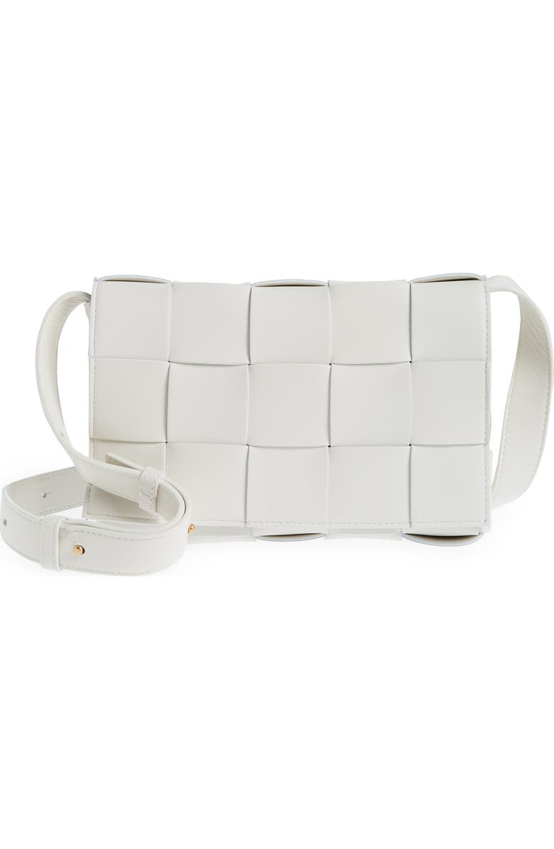 Bottega Veneta Intrecciato Leather Crossbody Bag, Main, color, White Gold