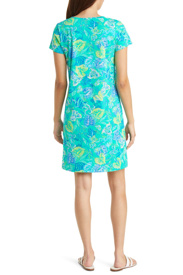 Etta Floral Pima Cotton Shift Dress, Alternate, color, BOTANICAL GREEN IN A FLUTTER