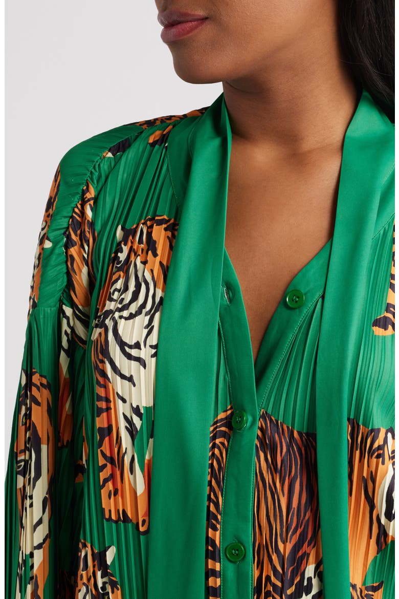 The Show Must Go On Pleated Shirt & Pants Set, Alternate, color, TIGER TALES GREEN