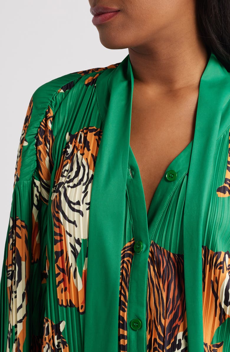 Dressed in Lala The Show Must Go On Pleated Shirt & Pants Set, Alternate, color, Tiger Tales Green