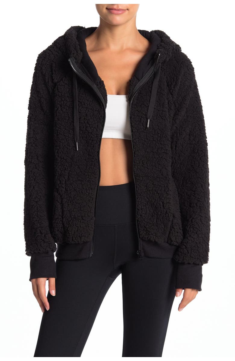 Z by Zella Up & Over Faux Shearling Zip Hoodie, Alternate, color,