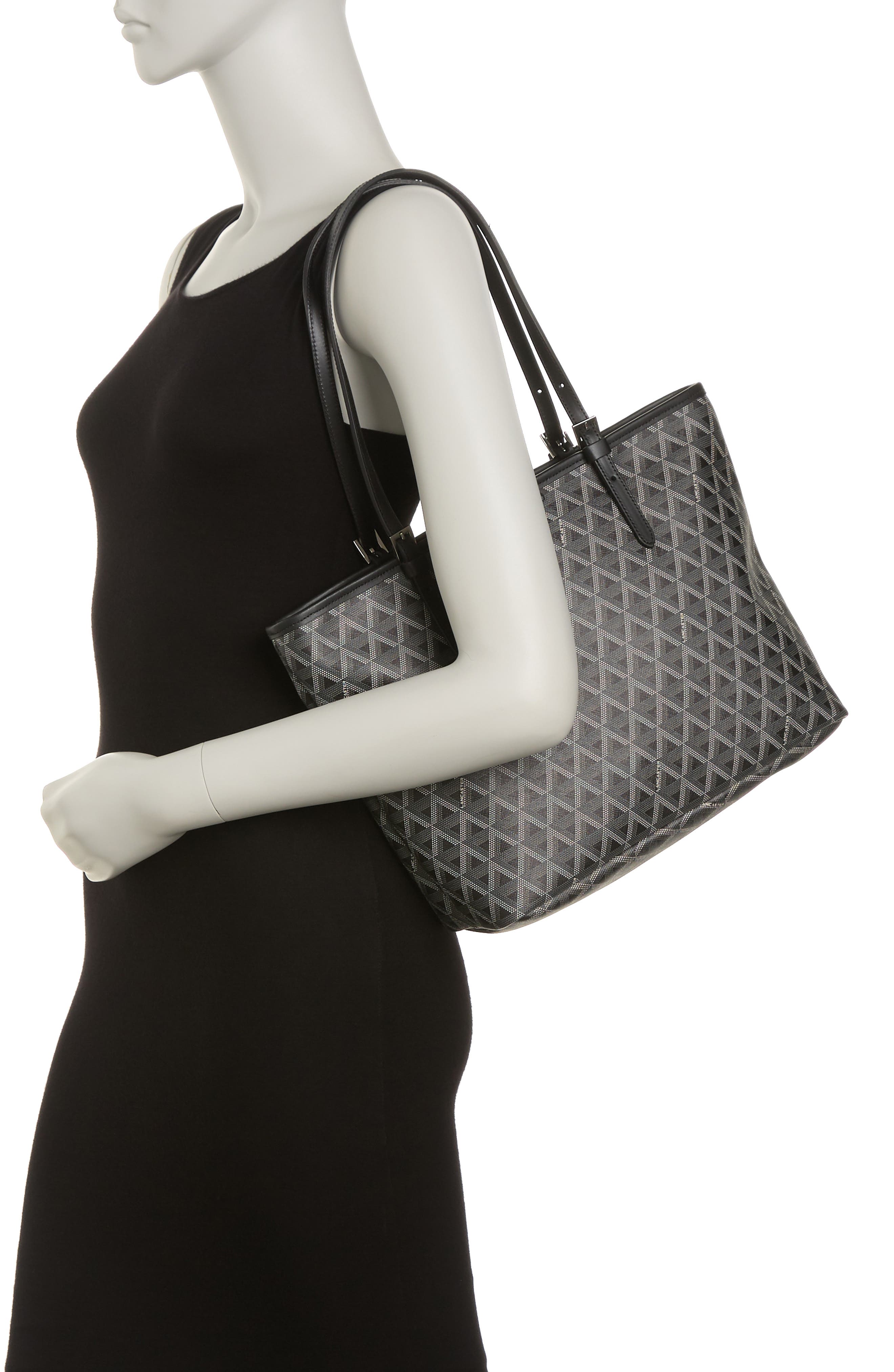 Zipped Shoulder Tote Bag M Ikon, Alternate, color, BLACK