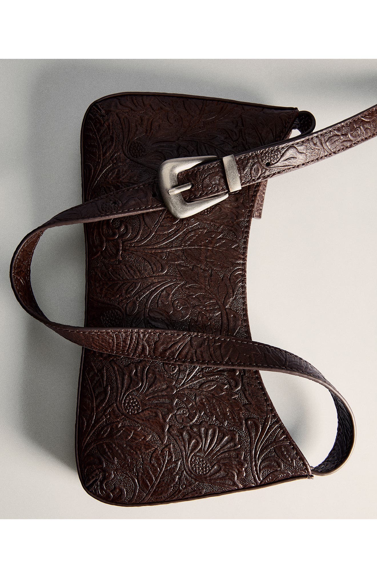 MANGO Embossed Faux Leather Shoulder Bag, Alternate, color, 