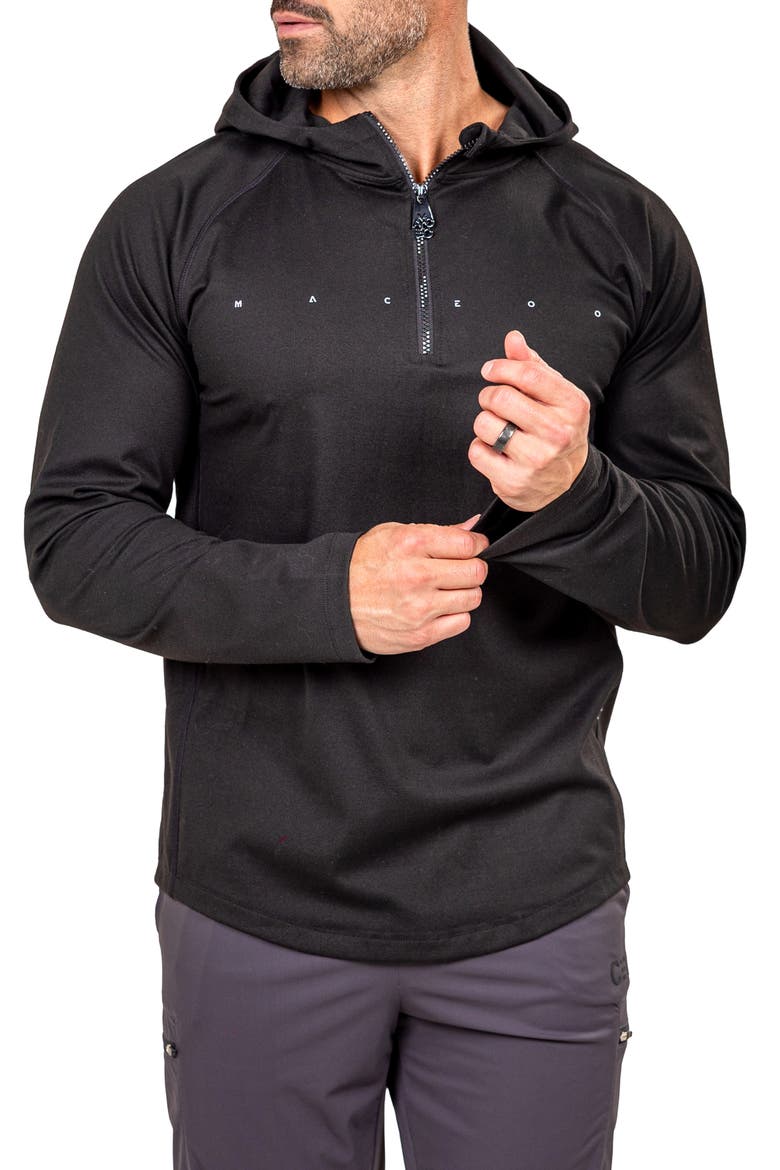Performance Athletic Quarter Zip Hoodie, Alternate, color, BLACK
