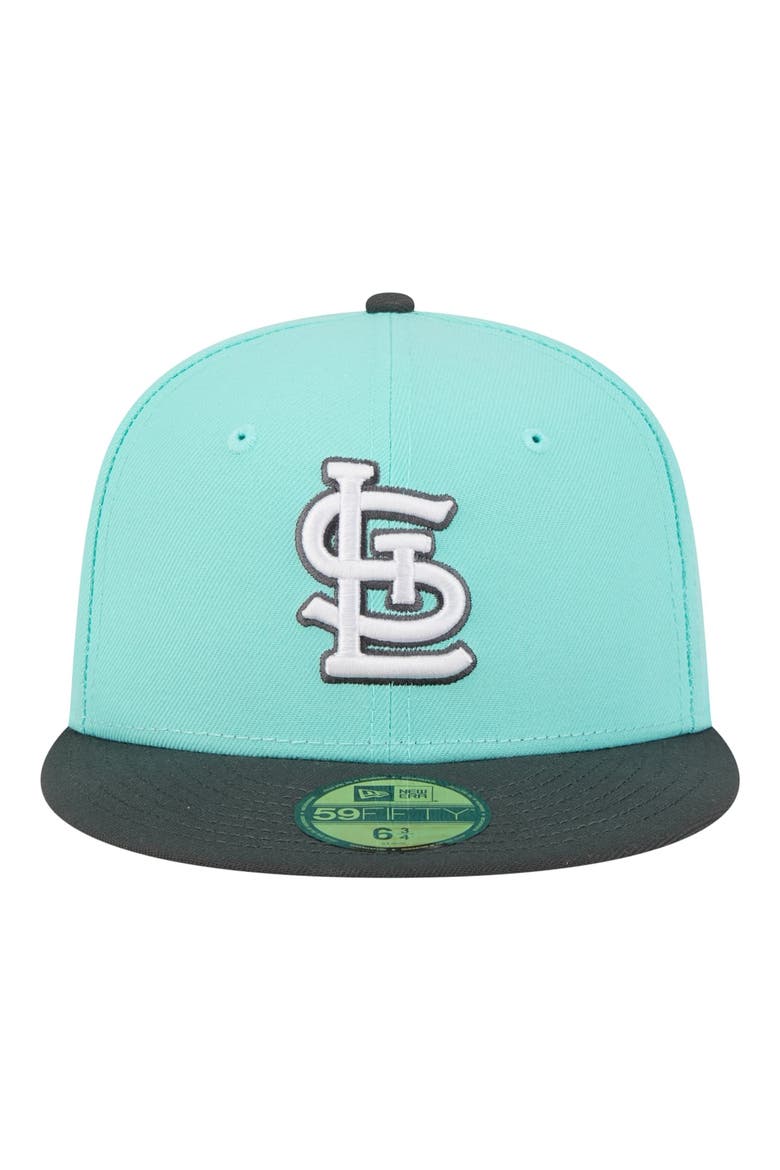 Men's New Era Turquoise/Charcoal St. Louis Cardinals Two-Tone Color Pack 59FIFTY Fitted Hat, Alternate, color, Turquoise