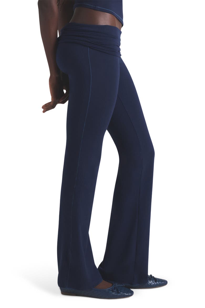 Cotton Blend Jersey Fold Over Pants, Alternate, color, Z/DNUNAVYDNU