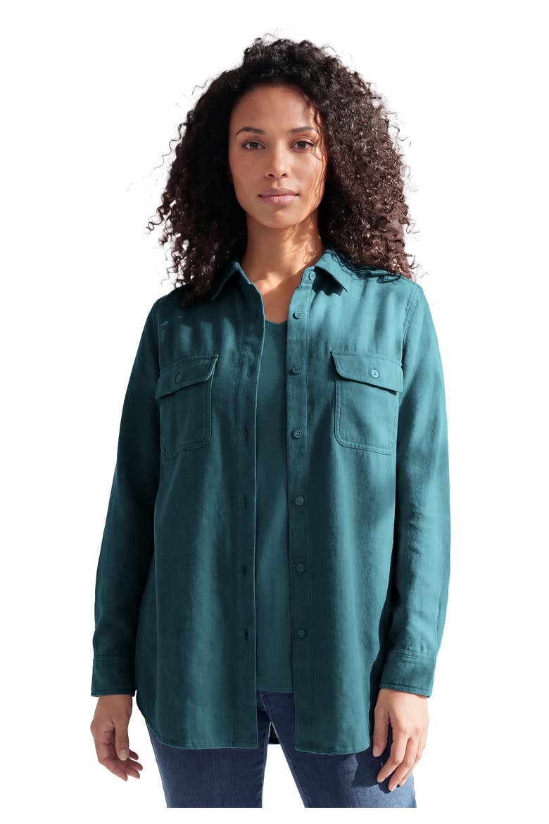 Faux Suede Button Front Shirt, Main, color, MIDNIGHT TEAL