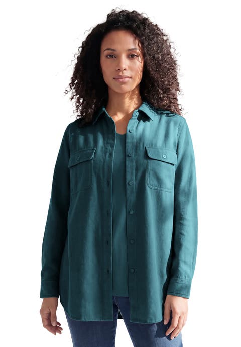 Faux Suede Button Front Shirt