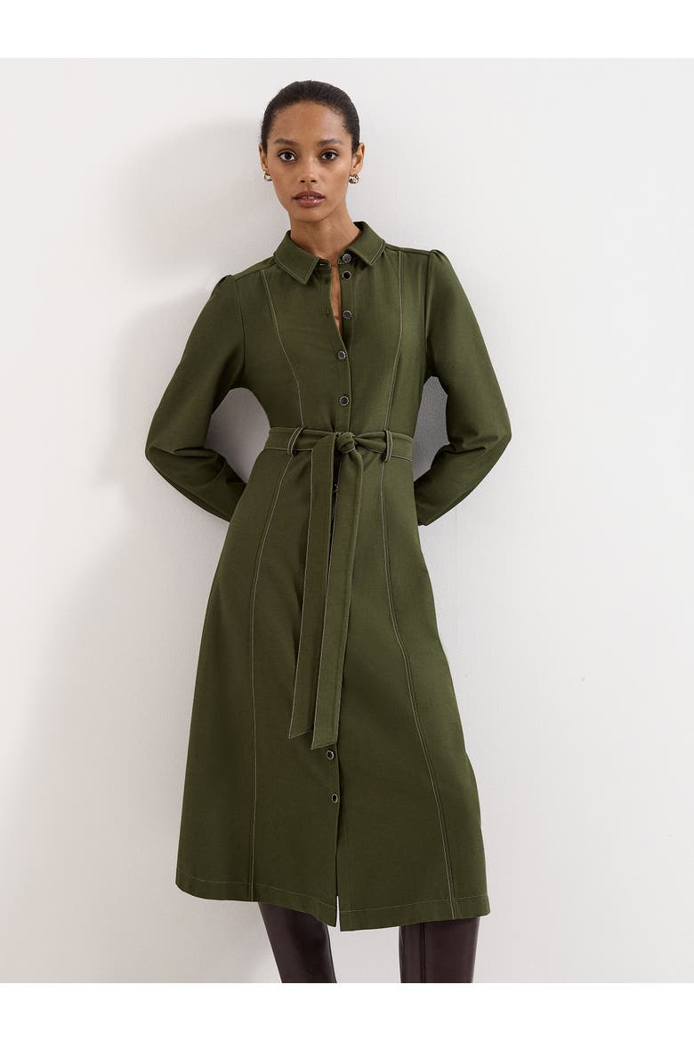 Avenly Long Sleeve Belted Shirt Dress, Alternate, color, Green