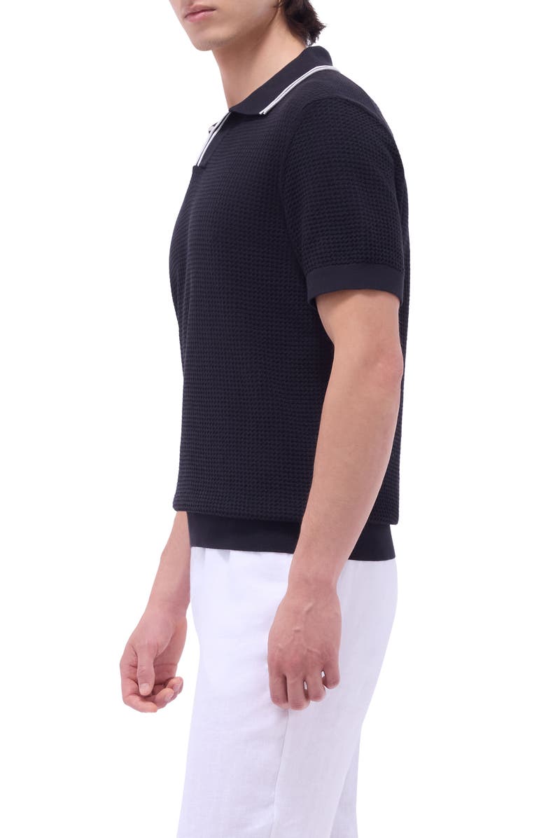 Bugatchi Tipped Johnny Collar Short Sleeve Sweater, Alternate, color, 