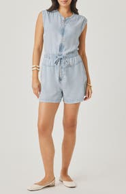 Splendid Rosalie Tie Waist Denim Romper