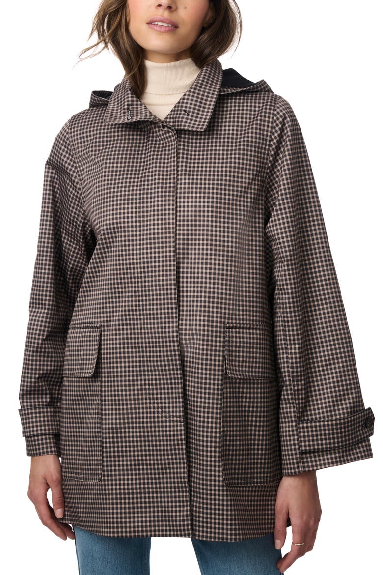 Recycled Polyester Rain Coat, Alternate, color, BLACK/BEIGE