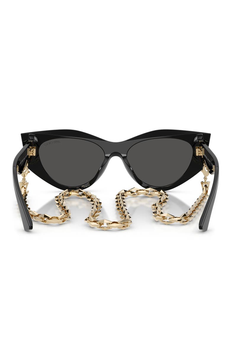 53mm Cat Eye Sunglasses with Embellished Chain, Alternate, color, BLACK/ DARK GREY