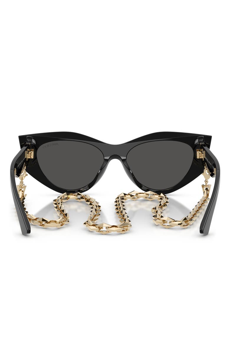 Jimmy Choo 53mm Cat Eye Sunglasses with Embellished Chain, Alternate, color, Black/ Dark Grey
