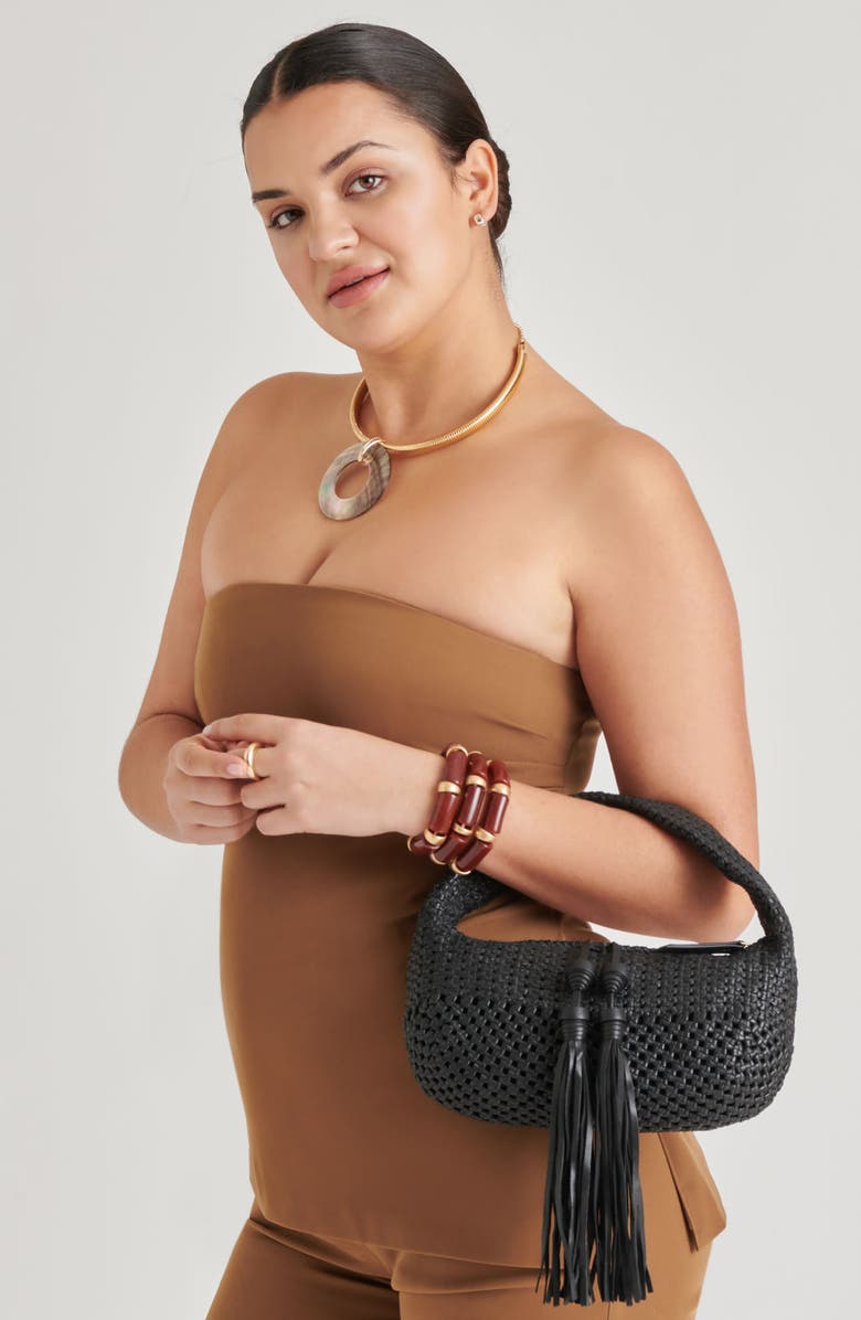 Dolce Vita Zenia Woven Leather Handbag, Alternate, color,