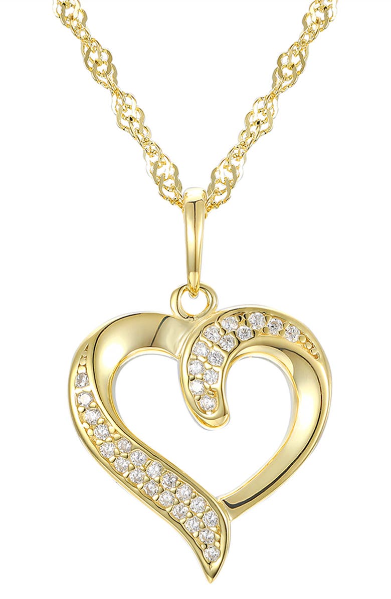 FZN Kids' Cubic Zirconia Pavé Heart Pendant Necklace, Main, color, Gold