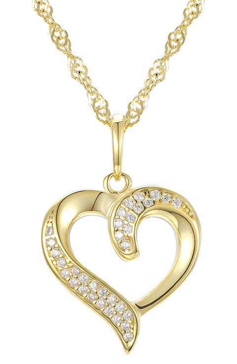 Kids' Cubic Zirconia Pavé Heart Pendant Necklace