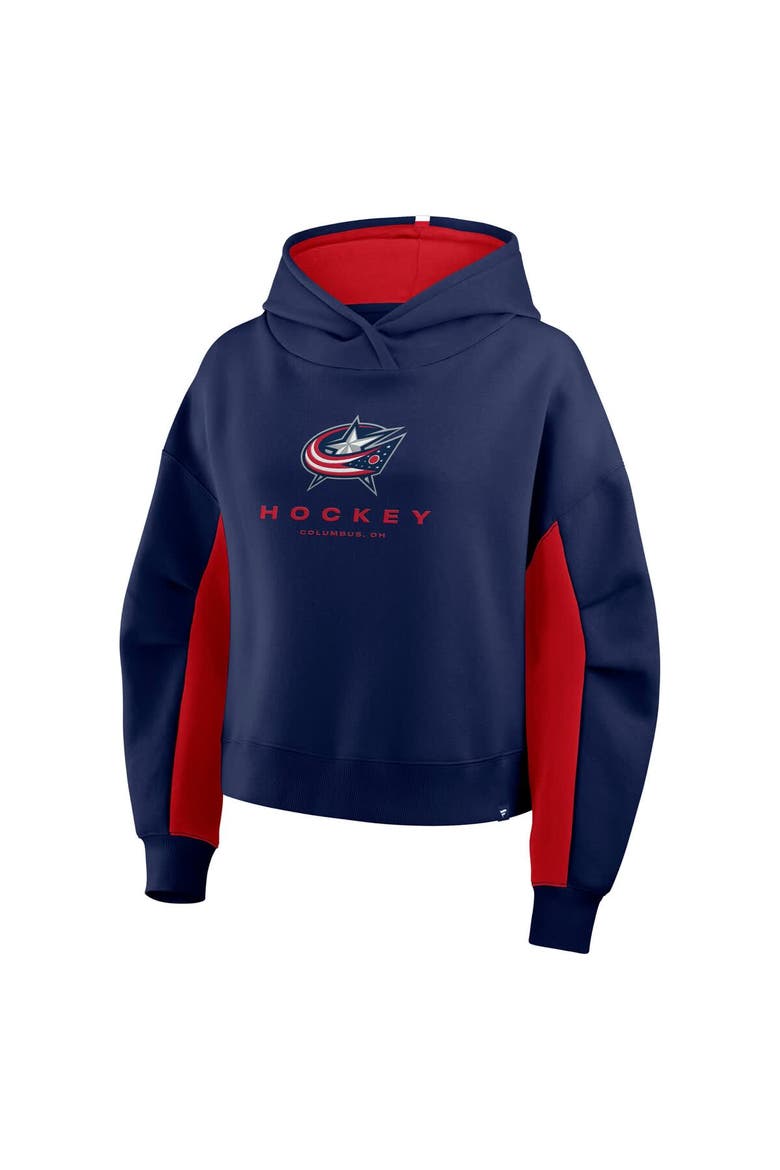 Women's Fanatics Navy Columbus Blue Jackets Back Check Boxy Hoodie, Alternate, color, Navy