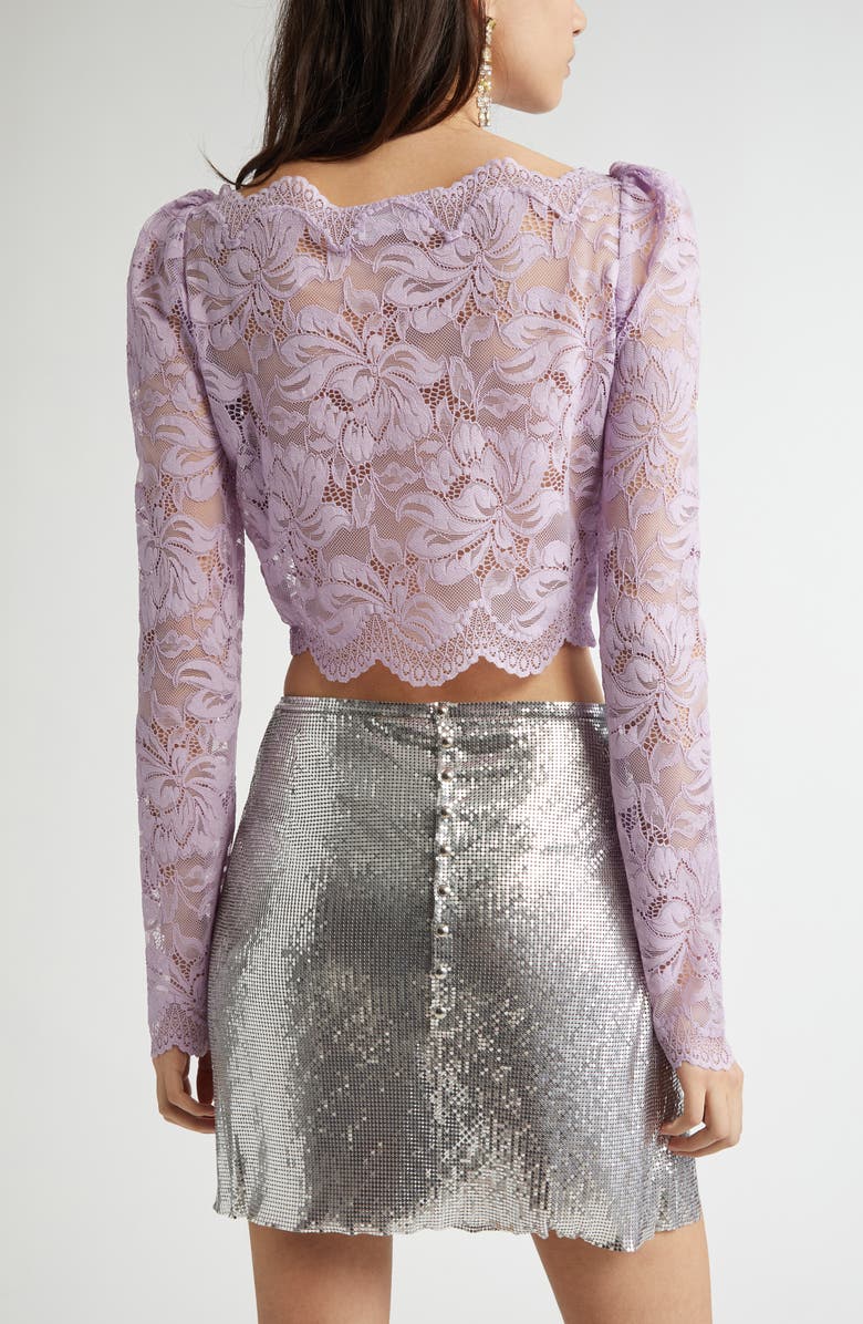 Rabanne Bateau Neck Stretch Lace Crop Top, Alternate, color,