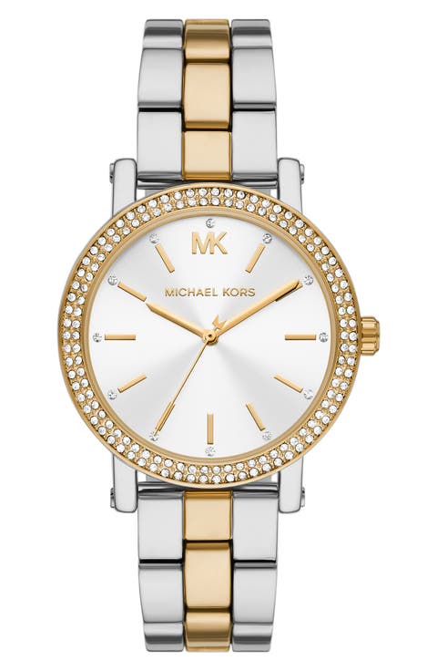 Corey Crystal Two-Tone Quartz Bracelet Watch, 38mm